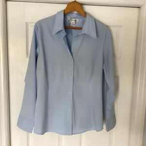 Woman 18/20W Lt Blue Button Down Collared Dress Shirt Stretch Dress Barn